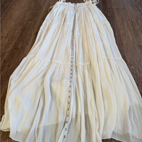 White Tiered Midi Dress with Smocked Bodice - Picture 2 of 4